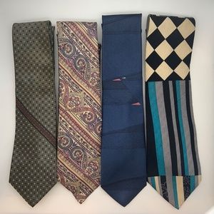 Set of Four Vintage Unique Pattern Silk & Polyester Ties  The gray Regatta tie s